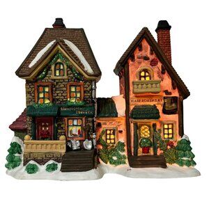 Santas Workbench Cornerstone Cobbler Haberdashery Lighted Porcelain Christmas